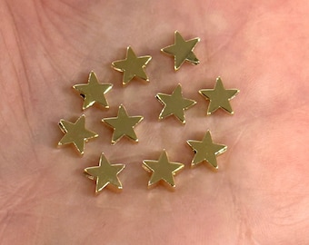 24Kt Gold Plated Star Spacer Charms, 8mm  Gold Star Charms, 10 pcs in a pack
