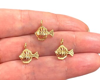 Ciondolo A Forma Di Pesce Articolato Placcato Oro 24K - Foto 13