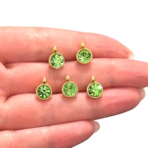 24Kt Gold Plated Peridot Swarovski Charms, 5 pcs in a pack