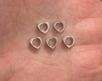 Rhodium Plated Hollow Heart Spacer Charms, 5 pcs in a pack