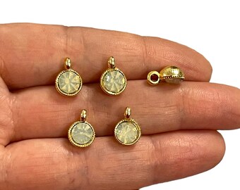 24Kt Gold Plated Alabaster Swarovski Charms, 5 pcs in a pack