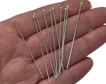 Sterling Silver Ball Point Head Pins, 925 Sterling Silver Head Pins 50mmx0.6mm, 10 pcs in a pack