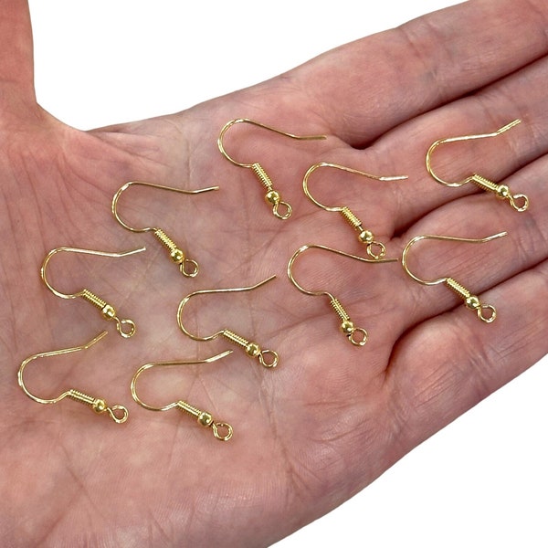24Kt Shiny Gold Plated  Earring Hooks, Earring Wires