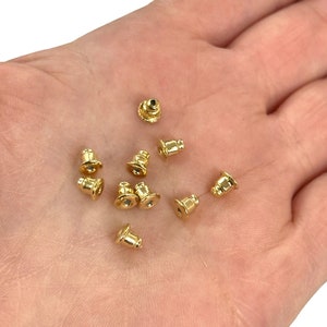 24Kt Gold Plated 10 Pcs Earring Back Tubes,Spare Earring Stoppers