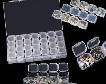 Bead Container, 28 Slots Clear Plastic Empty Storage Box, Nailart Rhinestone Tools, Jewelry Beads Display Storage Box, Case Organizer Holder