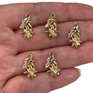 24Kt Gold Plated Flower Charms, 5 pcs in a pack