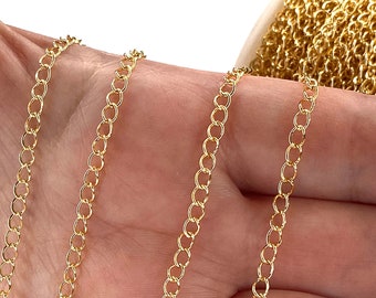 24Kt Gold Plated Extender Chain, 3mm Gold Plated Extender Chain, 1 Meter-3.3Feet Extender Chain