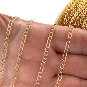 24Kt Gold Plated Extender Chain, 3mm Gold Plated Extender Chain, 1 Meter-3.3Feet Extender Chain