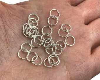 Silver Plated Jump Rings, 8mm, Silver Plated Open Jump Rings