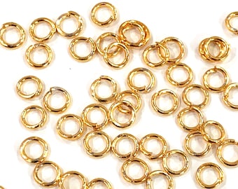 24Kt Gold Plated Jump Rings, 5mm, 24 Kt Gold Plated Open Jump Rings
