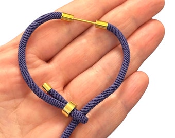 24kt Gold Plated Purple Cord Bracelet Blank With Screw Clasp