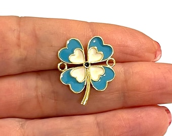 24Kt Gold Plated Enamelled Clover Connector Charm