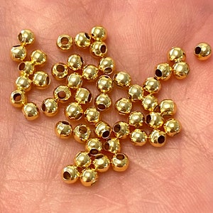 24 Kt Shiny Gold Plated 3mm Spacer Balls, 100 pieces in a pack,