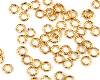 24Kt Gold Plated Jump Rings, 4mm, 24 Kt Gold Plated Open Jump Rings