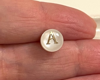 Natural Mother Of Pearl Horizontal Hole Double-Sided Initial Charms