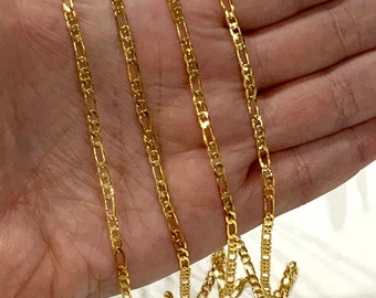 24kt Shiny Gold Plated Figaro Chain 3mm 