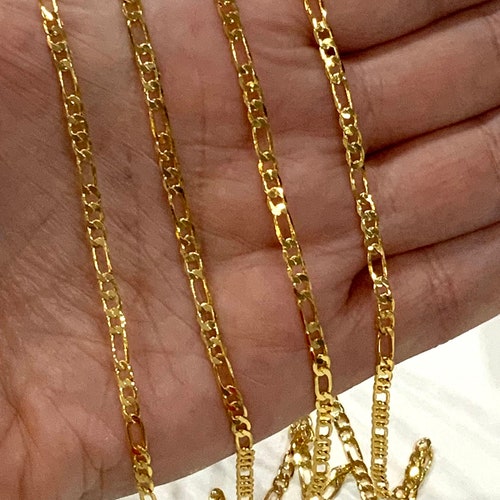 24kt Shiny Gold Plated Figaro Chain 3mm 