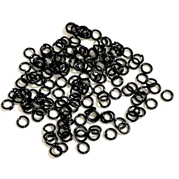 Black Jump Rings, 4mm, Black Plated Open Jump Rings