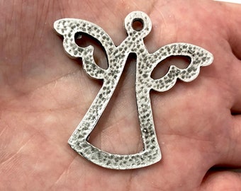 Antique Silver Plated Large Angel Pendant