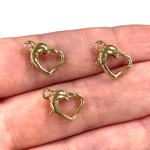 24K Shiny Gold Plated Heart Shape Lobster Clasps, 3 pcs in a pack