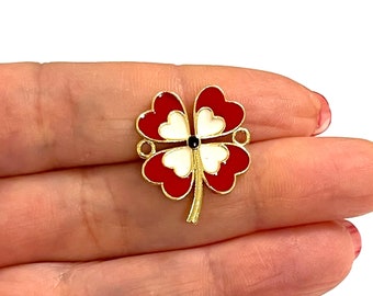 24Kt Gold Plated Enamelled Clover Connector Charm