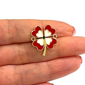 24Kt Gold Plated Enamelled Clover Connector Charm