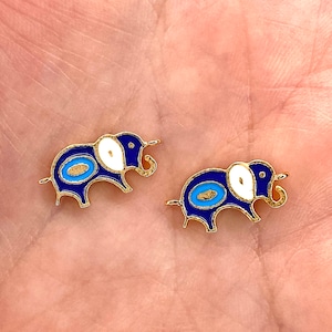 24Kt Gold Plated Enamelled Brass Elephant Connector Charms, 2 pcs in a pack