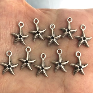 Antike versilberte Seestern Charms, 10 Stück in einer Packung