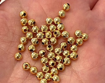 24 Kt Shiny Gold Plated 4mm Spacer Balls, 100 pieces in a pack,