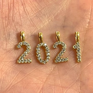 24Kt Gold Plated Brass Number Charms, Micro Pave Number Charms