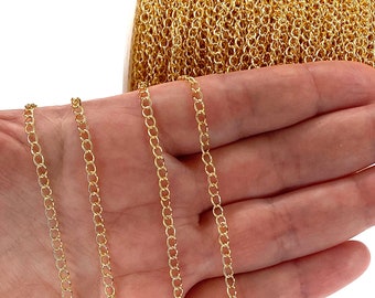 24Kt Gold Plated Extender Chain, 3.5x4.5mm Gold Plated Extender Chain, 1 Meter-3.3 Feet Extender Chain