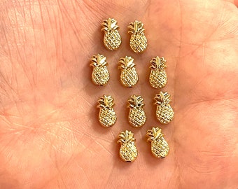 Pineapple Gold Plated Spacer Charms, 10 pcs in a Pack