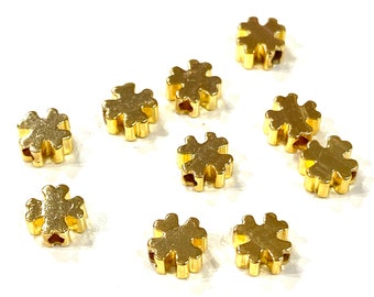 24 kt vergulde messing klaverafstandhouder, 8 mm messing klaverafstandhouder, 10 stuks in een verpakking