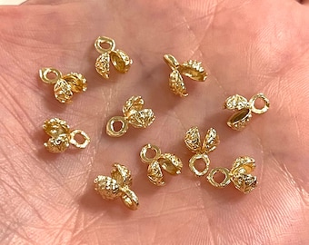 24Kt Gold Plated Brass Cord Ends, Gold Knot Cover, Gold Cord Ends, Gold End Cap, Gold Connector Cap