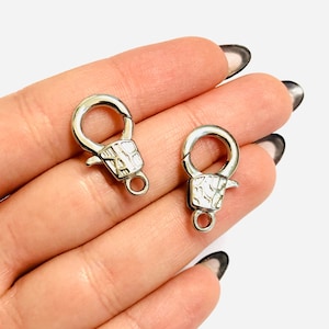 Rhodium Plated Large Lobster Clasps, 2 pcs in a pack