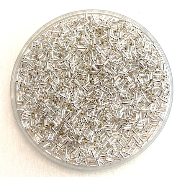 Miyuki Bugles size 3mm 0001 Silver Lined Crystal 10 grams. Crystal bugles 3mm,