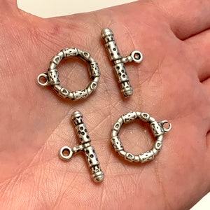 2 Sets, Antique Silver Plated Brass Toggle Clasp,