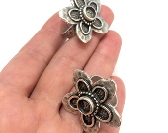 Zilveren ringinstelling, verstelbare ring van antiek verzilverd messing, blanco, verstelbare ring