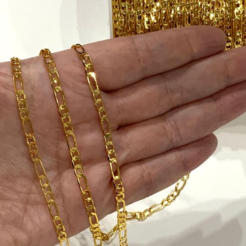 24kt Shiny Gold Plated Figaro Chain 4mm 