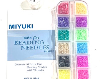 Kit de démarrage Miyuki Delica 12 couleurs 36 gr, boîte de rangement en plastique Miyuki Bead Container 12 compartiments