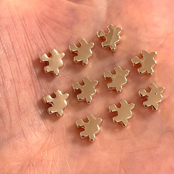 Rose Gold Plated Puzzle Piece Spacer Charms, 10 Pcs in a Pack