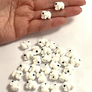 Hand Made Ceramic White Elephant Charms, 3 pcs in a pack