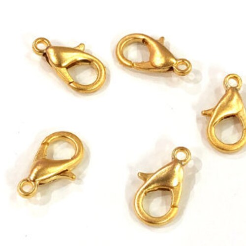 22kt Matte Gold Plated Lobster Clasps 14mm X 8mm 503 Brass Etsy