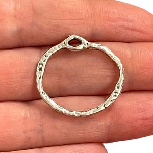 Antique Silver Plated Hammered Circle Charms, Silver Hammered Authentic Charms, 3 pcs in a pack