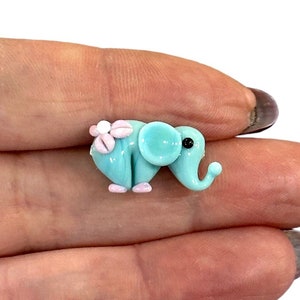 Hand Made Murano Glass Elephant Charm, Horizontal Hole Murano Glass Elephant Charm