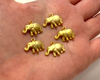 5 pcs in a pack 24Kt Matte Gold Plated 15mm Heart Charms