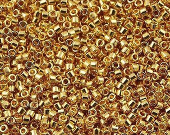 Miyuki Delica DB0031 Gold Size 15 11 10 24ct Gold Plated Bead 2g