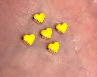5 pcs in a pack 24Kt Matte Gold Plated 15mm Heart Charms