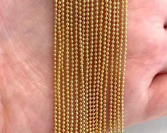 22k Rose Gold Plated Sterling Silver Diamond-Cut Ball Bead Chain 1.5mm 925 Italy Dog Tag Necklace