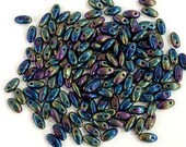 Metallic Blue Iris Rice Beads, Glass Rice Beads,Glass Beads, 10 gr pack